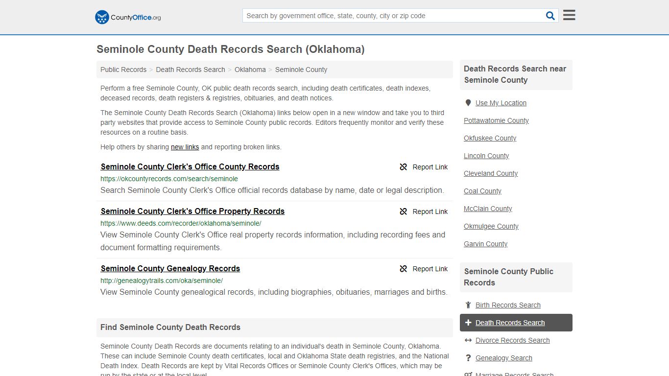 Death Records Search - Seminole County, OK (Death ...